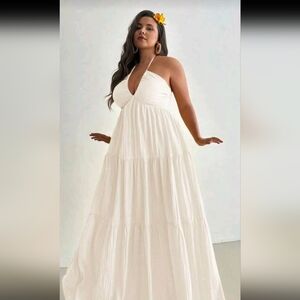 SHEIN Cream Halter Maxi Dress